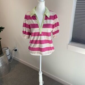 Maeve Pink and Green Striped Blouse